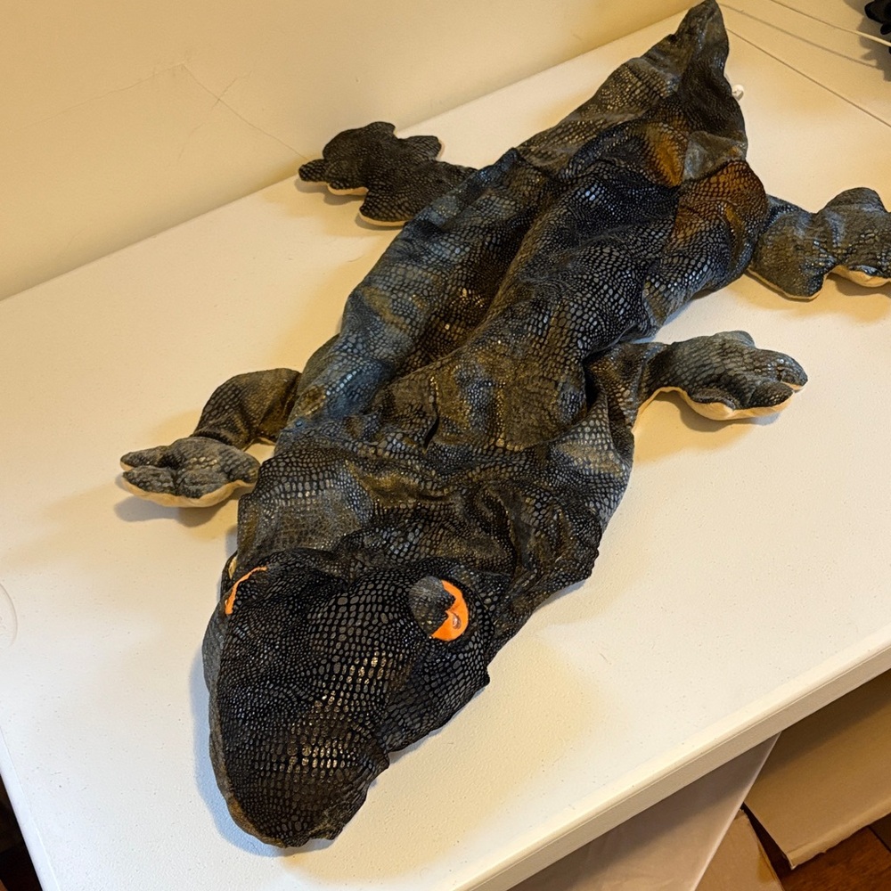 Plush Alligator Toy with Orange Eyes